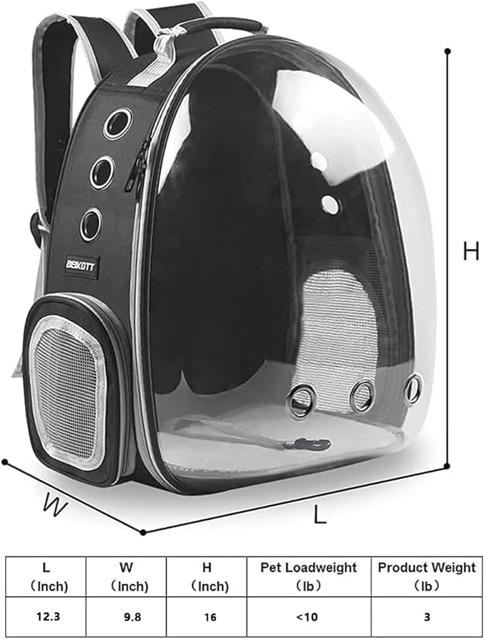 Cat Backpack Carriers Bag, Dog Backpack, Pet Bubble for Small Cats Puppies Dogs Bunny, Airline-Approved Ventilate Transparent Capsule Travel, Hiking and Outdoor Use