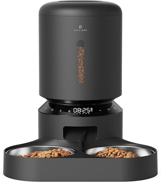 PETLIBRO Automatic Cat Food Dispenser for Two Cats 5L Auto Cat Feeder Dry Food Dispenser with Splitter & 2 Stainless Bowls, 10s Meal Call and Timer Setting 50 Portions 6 Meals Per Day for Cat and Dog