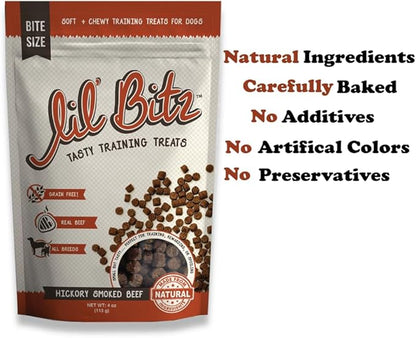 Lil' Bitz training Treats for Dogs and Cats (1 Pack, All Dog Sizes - Hickory Smoked Beef)