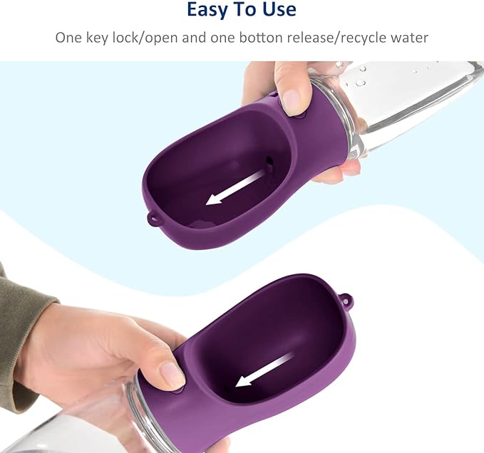 WePet Portable Dog Water Bottle with Food Container, 12 OZ + 6 OZ, Leak Proof Puppy Water Dispenser with Drinking Feeder for Pets Outdoor Walking, Hiking, Travel, Food Grade Plastic