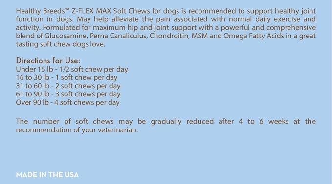 Healthy Breeds Spanish Water Dog Z-Flex Max Hip and Joint Soft Chews 50 Count