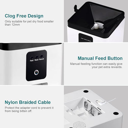 DoHonest Automatic Dog Feeder with Camera - 5G WiFi Easy Setup 8L Motion Detection Smart Cat Food Dispenser 1080P HD Video Recording 2-Way Audio Timed Pet Feeder App Control Night Vision
