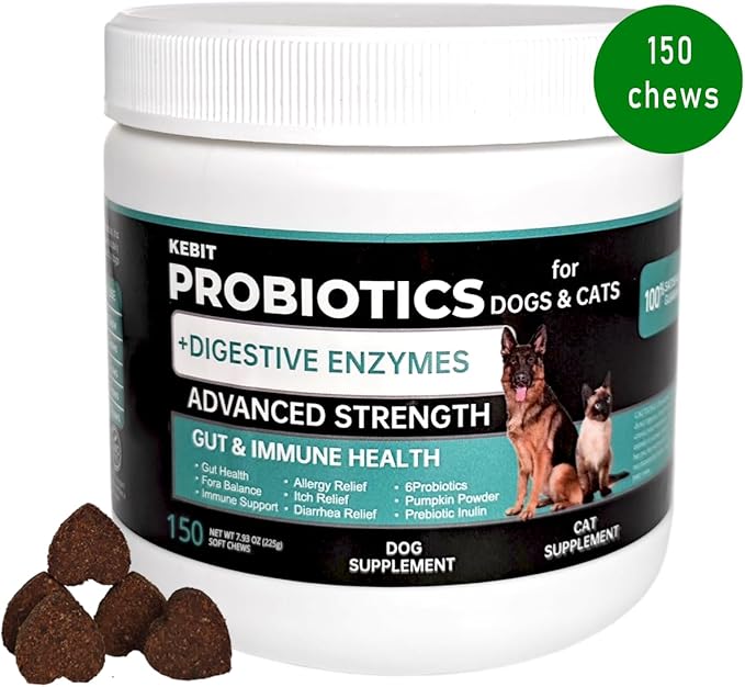 pet probiotic chewable Tablets, Dog and cat probiotics for Diarrhoea Relief, Scratching, Allergies and Gut Health Support, Immune Support Supplements （Chicken Flavour 150pcs）