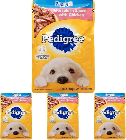 Pedigree Chicken Wet Dog Food Morsel in Sauce 3.5 OZ - 0023100119051 (Pack of 4)