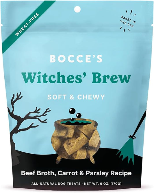 Bocce's Bakery All-Natural Witches Brew Dog Treats, Wheat-Free, Limited Ingredient Soft & Chewy Dog Treats, Inspired by Halloween, 6 oz