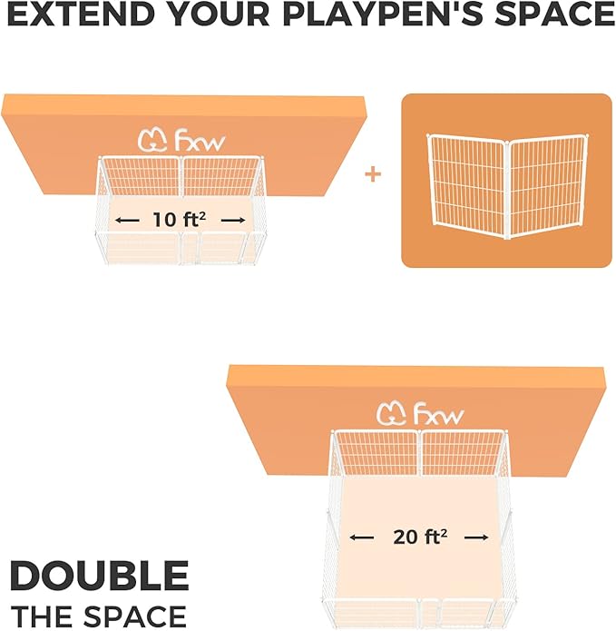 FXW Homeplus Dog Playpen Designed for Indoor Use, 32" Height for Medium Dogs, White│Patented