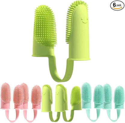 Dog Finger Toothbrush, 6 Pack Cat Toothbrushes, Two Finger Toothbrush for Pet's Dental Care Teeth Cleaning