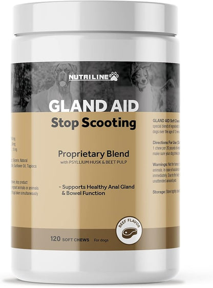 Anal Gland Support Soft Chews for Dogs - Dog Supplements with Beet Pulp, Psyllium Husk, Dandelion Root & Pumpkin - Digestive & Gut Health, Normal Bowel Function - Beef Flavor, 120 Count