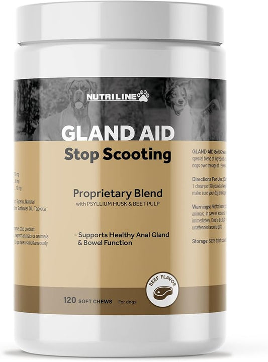 Anal Gland Support Soft Chews for Dogs - Dog Supplements with Beet Pulp, Psyllium Husk, Dandelion Root & Pumpkin - Digestive & Gut Health, Normal Bowel Function - Beef Flavor, 120 Count