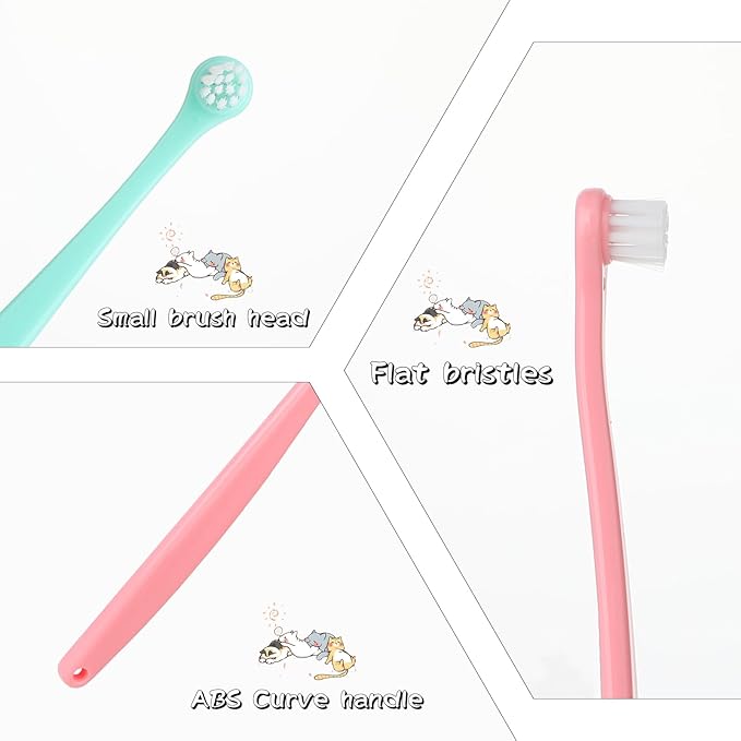 5pcs Dog Cat Toothbrush for Pet Dental Care, Micro Head Pets Toothbrush with Soft Bristles for Dog Oral Hygiene Deep Clean, Multi-Angle Round Pointed Cat Toothbrush