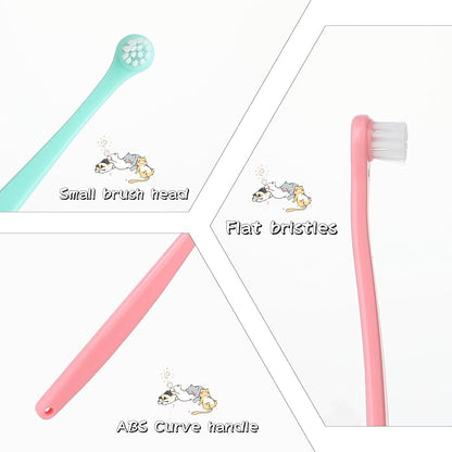 5pcs Dog Cat Toothbrush for Pet Dental Care, Micro Head Pets Toothbrush with Soft Bristles for Dog Oral Hygiene Deep Clean, Multi-Angle Round Pointed Cat Toothbrush