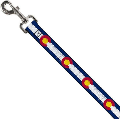 Buckle-Down Dog Leash Colorado Flags2 Repeat Weathered 4 Feet Long 0.5 Inch Wide, Multicolor (DL-W35534-0.5-4FT)
