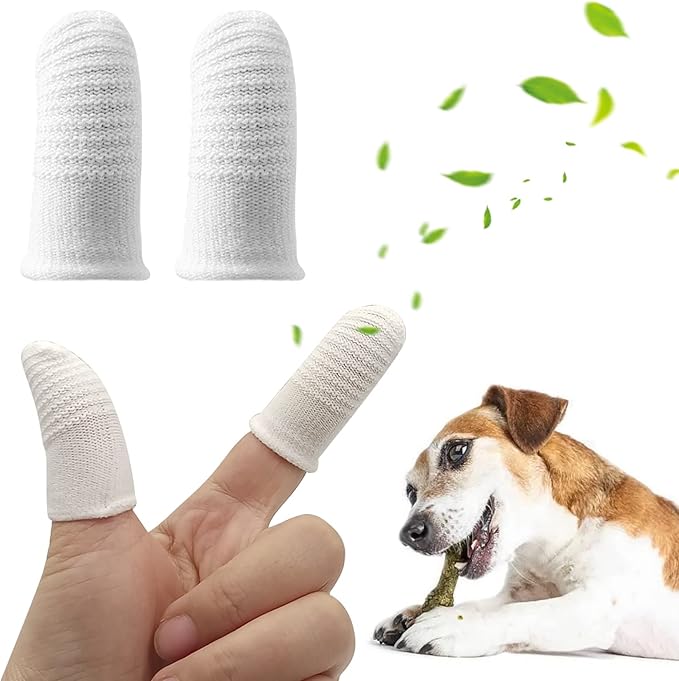 6 Pairs Pet Toothbrushes Finger Toothbrush Teeth Oral Cleaning Dental Care for Dog Cats Teeth Cleaning Washable Comfortable Durable Cotton and Nylon Toothbrush(12Pcs, White)