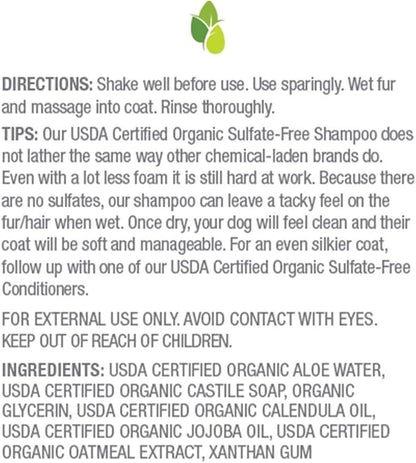 Pure and Natural Pet USDA Certified Organic Fragrance Free Hypoallergenic Shampoo (Fragrance Free) 16 oz.