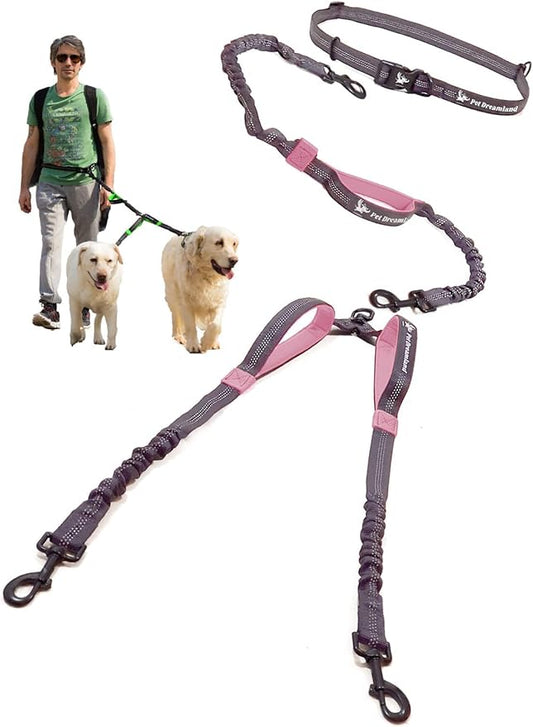 Exquisite Double Running Waist Leash for Large Dogs | Retractable Dog Leash 2 Dogs | Hands Free Leash for for Large Dogs | Two Dog Leash for Large Dogs | Leash for Big Dogs | HandsFree Dog Leash