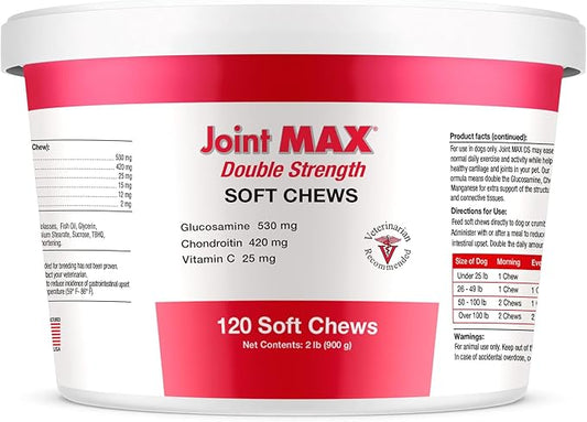 Double Strength Soft Chews for Dogs - Vitamins, Minerals, Antioxidants - Glucosamine, Chondroitin - Beef Flavor - Maximum Joint Health Supplement - 120 Chews