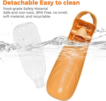 2Pack Dog Water Bottle, 19oz Collapsible Dog Travel Water Bottle, Portable Dog Water Dispenser with Foldable Drinking Cup Bowl for Walking, Hiking, Lightweight, Leak-Proof, BPA Free, Orange
