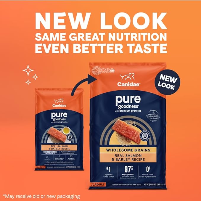 CANIDAE Pure Grain Free Adult Dry Dog Food, Real Salmon & Barley, 22 lbs.