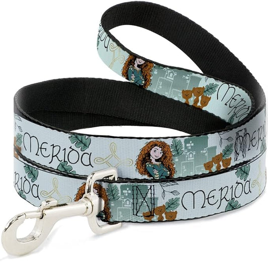 Dog Leash Brave Merida Castle and Three Bear Brothers Pose with Script 6 Feet Long 1.0 Inch Wide