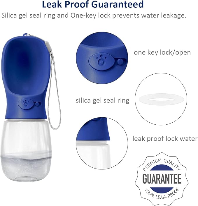 WePet Portable Dog Water Bottle with Food Container, 12 OZ + 6 OZ, Leak Proof Puppy Water Dispenser with Drinking Feeder for Pets Outdoor Walking, Hiking, Travel, Food Grade Plastic