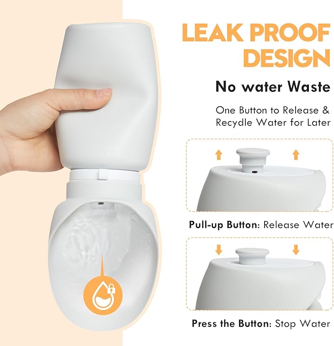 Silicone Dog Water Bottle, Dog Travel Water Bottle Foldable Extra Wide Cup, Lightweight Portable Dog Water Bottle with 2 Metal Pet Tag,Easy to Clean Also for Dog, Cat and Other Pets.