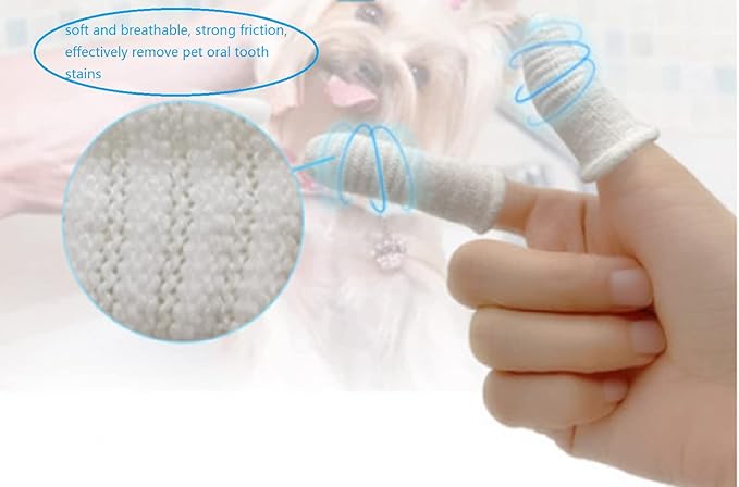 LMD 4 Sets White Dog and Cat Toothbrush,1 Set for Two Fingers,Fingers Dog Toothbrushes for Dog Dental Care and Dog Teeth Cleaning, Comfortable, Durable and Washable