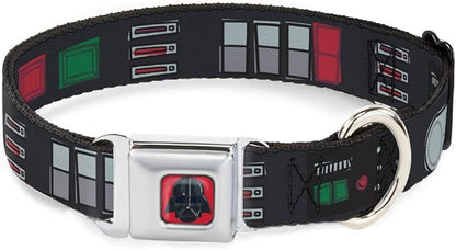 Dog Collar Seatbelt Buckle Star Wars Darth Vader Utility Belt Bounding3 Black Grays Reds 16 to 23 Inches 1.5 Inch Wide
