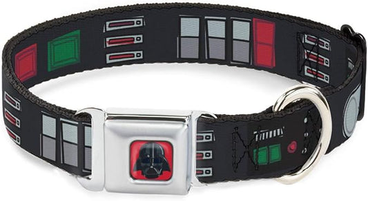 Dog Collar Seatbelt Buckle Star Wars Darth Vader Utility Belt Bounding3 Black Grays Reds 16 to 23 Inches 1.5 Inch Wide