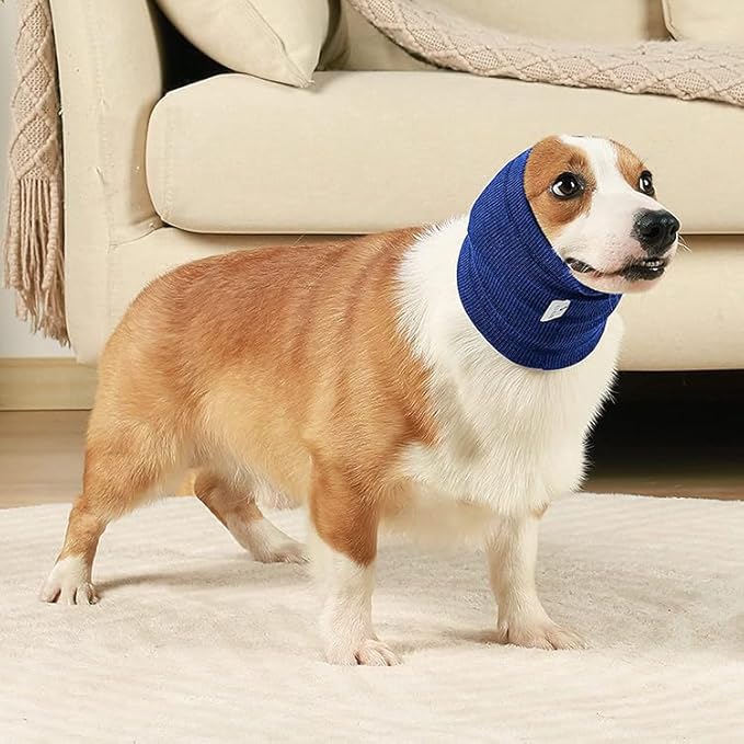Pack x2 Dog Snood Ear Wraps for Anxiety Relief Ear Protection for Winters Dog Ear Muffs for Noise Protection Dog Calming Ear Cover No Flap Ear Wrap Neck and Ear Warmer Dog Accessories Dog Grooming