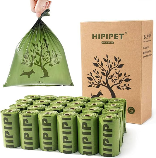 360 Pack(24 Roll) Dog Poop Bag,Earth-Friendly Partially Biodegradable Poop Bags,15% Thicker and Tougher Leak-Proof Dog Waste Bags.(Green)