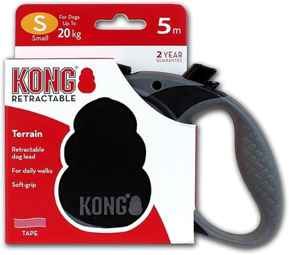 Alcott Kong Terrain Retractable Dog Leash, Small, Black, 16' Long