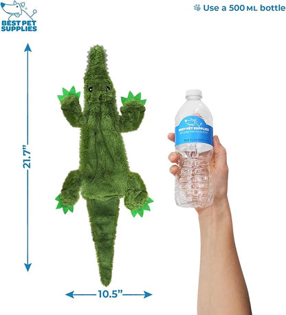 Best Pet Supplies Stuffing Free Squeaky Dog Toys for Small Dogs, Medium Dogs, and Large Dogs, Durable, Best Dog Chew Toy for Teething Puppy, Indoor Play, Holds Plastic Bottle - Alligator, Medium