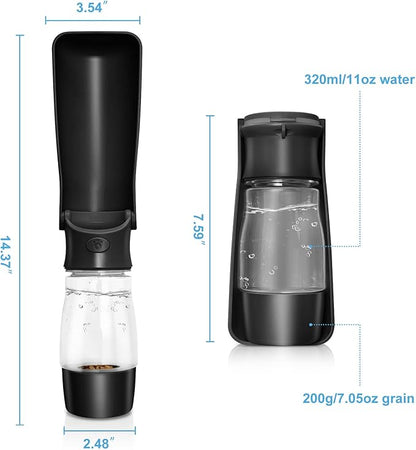 Dog Water Bottle with Food Container - Collapsible Portable Dog Water Dispenser Leak Proof Puppy Drinking Cup, Dog Travel Water Bowls Accessories for Pet Outdoor Walking Hiking (Black)