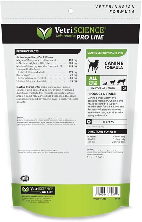 VetriScience Pro Canine Senior Vitality Pro Dog Multivitamin, 60 Chews