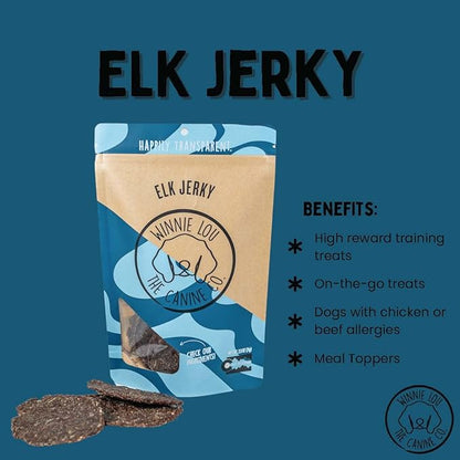 Winnie Lou Jerky Organic Jerky Dog Treats Made in The USA Human Grade Dog Treats Dog Jerky Treats All Natural Dog Treats Healthy Dog Treats (Elk Jerky 2 Pack)