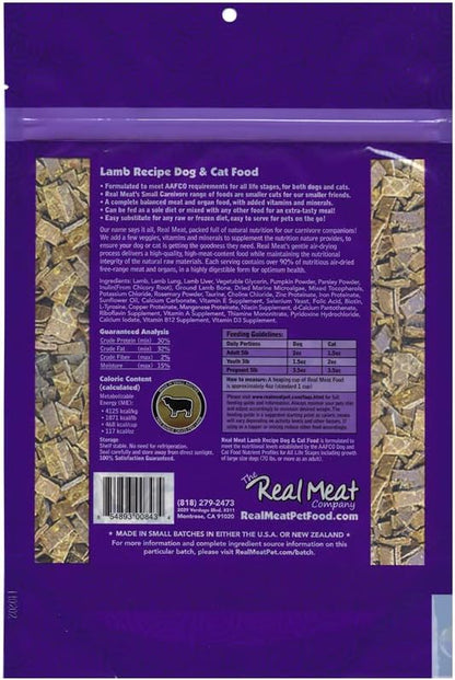 Real Meat Air Dried Cat Food & Dog Food w/ Real Lamb - 1.75lbs of USA-Crafted Grain-Free Dry Dog & Cat Food Sourced from Hormone-Free, Free-Range, Grass-Fed Lamb - All Natural, High Protein Pet Food
