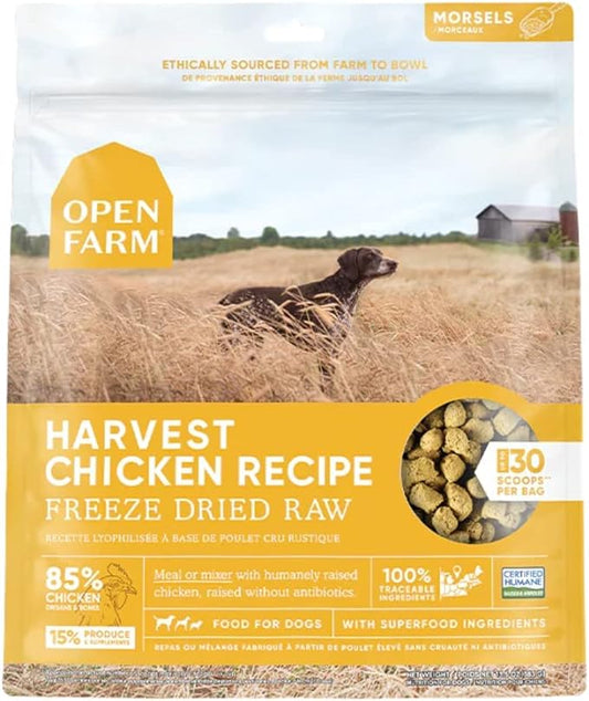 Open Farm Freeze Dried Raw Dog Food, Humanely Raised Meat Recipe with Non-GMO Superfoods and No Artificial Flavors or Preservatives (3.5 Ounce (Pack of 1), Harvest Chicken Recipe)