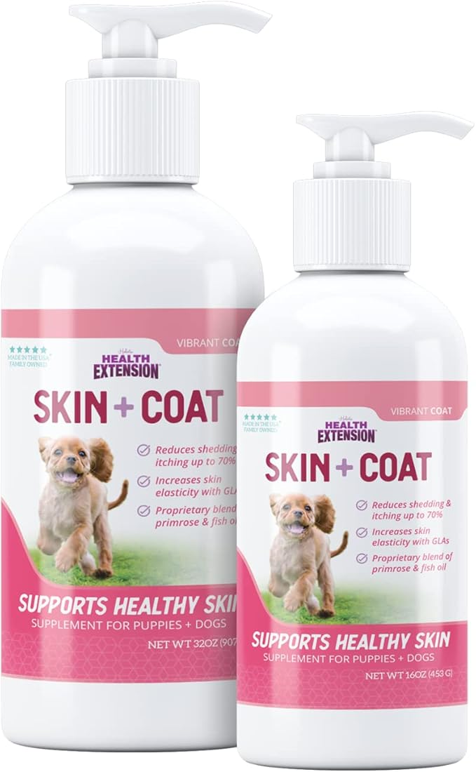 Health Extension Skin & Coat Oil - Liquid Food Supplement For Dogs - EPA, GLA & DHA to Prevent Shedding & Itching