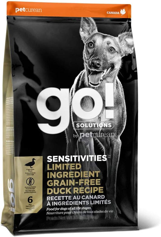 GO! SOLUTIONS Sensitivities – Duck Recipe – Limited Ingredient Dog Food, 12 lb – Grain Free Dog Food for All Life Stages – Dog Food to Support Sensitive Stomachs