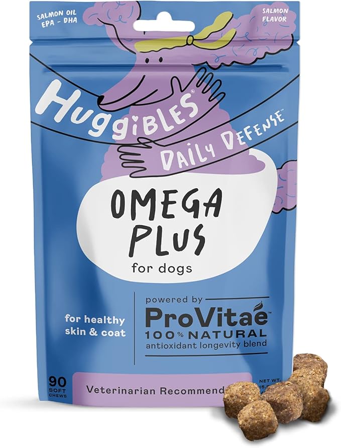 Skin & Coat Omega Plus for Dogs and Cats - Chew or Liquid - Wild Alaskan Salmon Oil for Dry, irritating & Itchy Skin - Helps Support Brain & Heart Health - with ProVitae - Vet Recommended