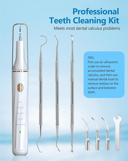 Hansaplast Plaque Remover for Teeth, Dog Teeth Cleaning, Dental Tools to Remove Tartar and Stains, Safe for Dogs & Cats, with Led Light & 5 Adjustable Modes (A-White)
