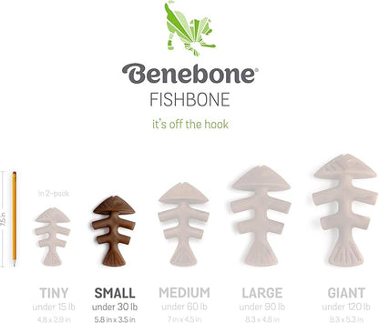 Benebone Set of 1 Fishbone/Wishbone Durable Dog Chew Toys, Real Fish, Real Bacon, Made in USA, Small