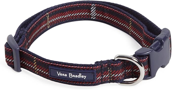 Vera Bradley Women's Recycled Lighten Up Water-repellent Adjustable Pet Collar, Tartan Plaid, Small
