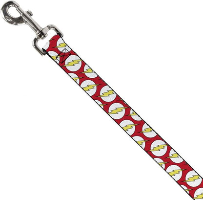 Dog Leash Flash Logo Scattered Red White Yellow 6 Feet Long 1.0 Inch Wide