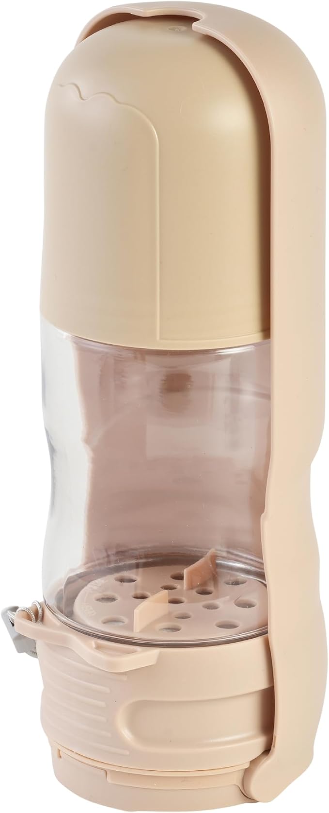 Portable Pet Food and Water Dispenser, 2 in 1 Cat & Small Dog Water Bottle & Food Container, Lightweight, BPA Free Pet Water Bottle Traveling Essentials for Walking & Hiking (Khaki, 13oz)