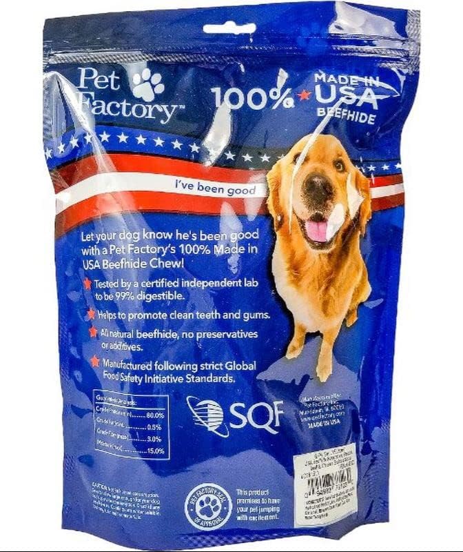 Pet Factory 100% Made in USA Beefhide 6" Braided Sticks Dog Chew Treats - Beef & Chicken Flavor, 6 Count/1 Pack