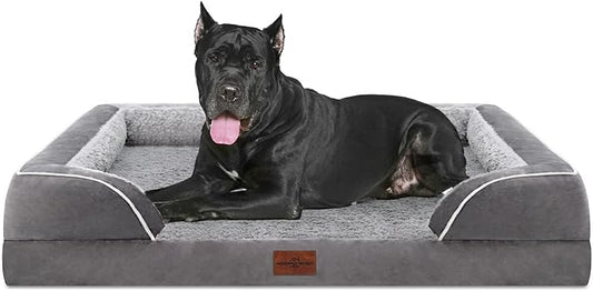 XXL Orthopedic Dog Bed for Extra Large Dogs, Waterproof Orthopedic Foam Dog Beds, Washable Dog Sofa Bed with Removable Cover & Non-Slip Bottom(XX-large,Grey)