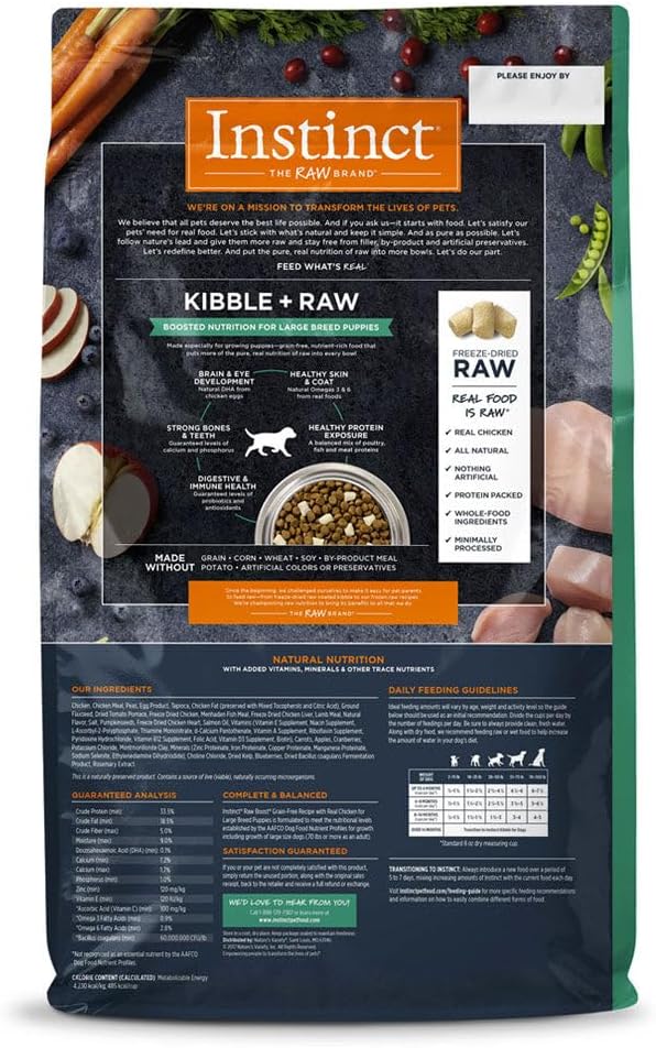 Instinct Raw Boost Large Breed Puppy Grain Free Recipe with Real Chicken Natural Dry Dog Food, 20 lb. Bag