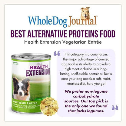 Health Extension Wet Dog Food Canned, Grain-free, Natural Food for all Puppies & Dogs with added Vitamins & Minerals, Vegetarian entree Ingredient (12.5 Oz / 362 g) (Pack of 12)