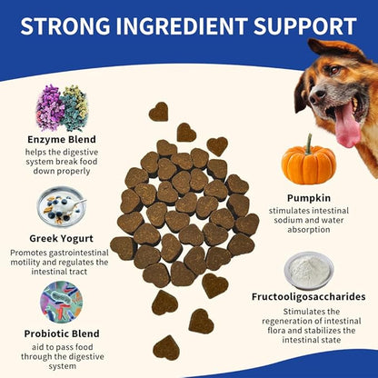 Probiotics for Dogs, Support Gut Health, Diarrhea, Seasonal Allergies, Paw Licking, Digestive Health Enzymes, 90 Pork Chews Allergy & Immune Supplement for Dogs Anal Gland Soft Chew Treats